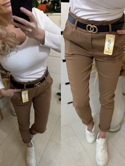 Kalhoty s páskem – camel