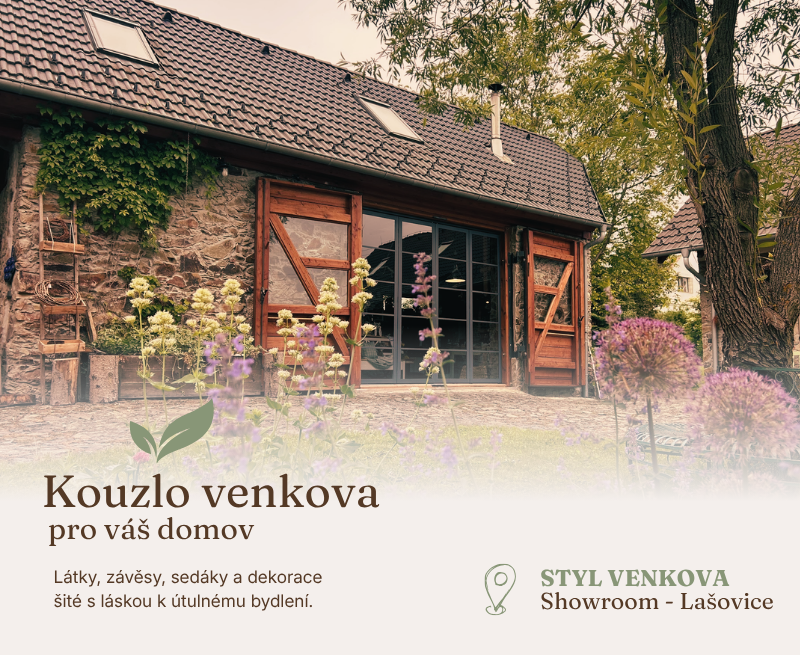 STYL VENKOVA - Látky, závěsy, sedáky a dekorace šité s láskou k útulnému bydlení.
