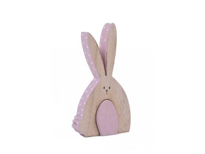 Zajíček  dřevo,růžový bílý puntík