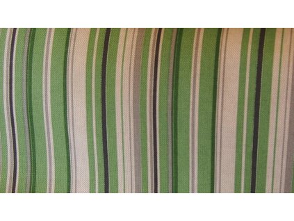 Režné bavlněné plátno - Zelený pruh 140 cm