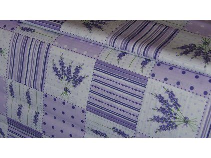 Bavlněná látka levandulový patchwork