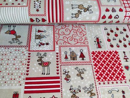 Látka patchwork jelínci... na režné