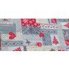 Dekorační látka vánoční patchwork šedo červený