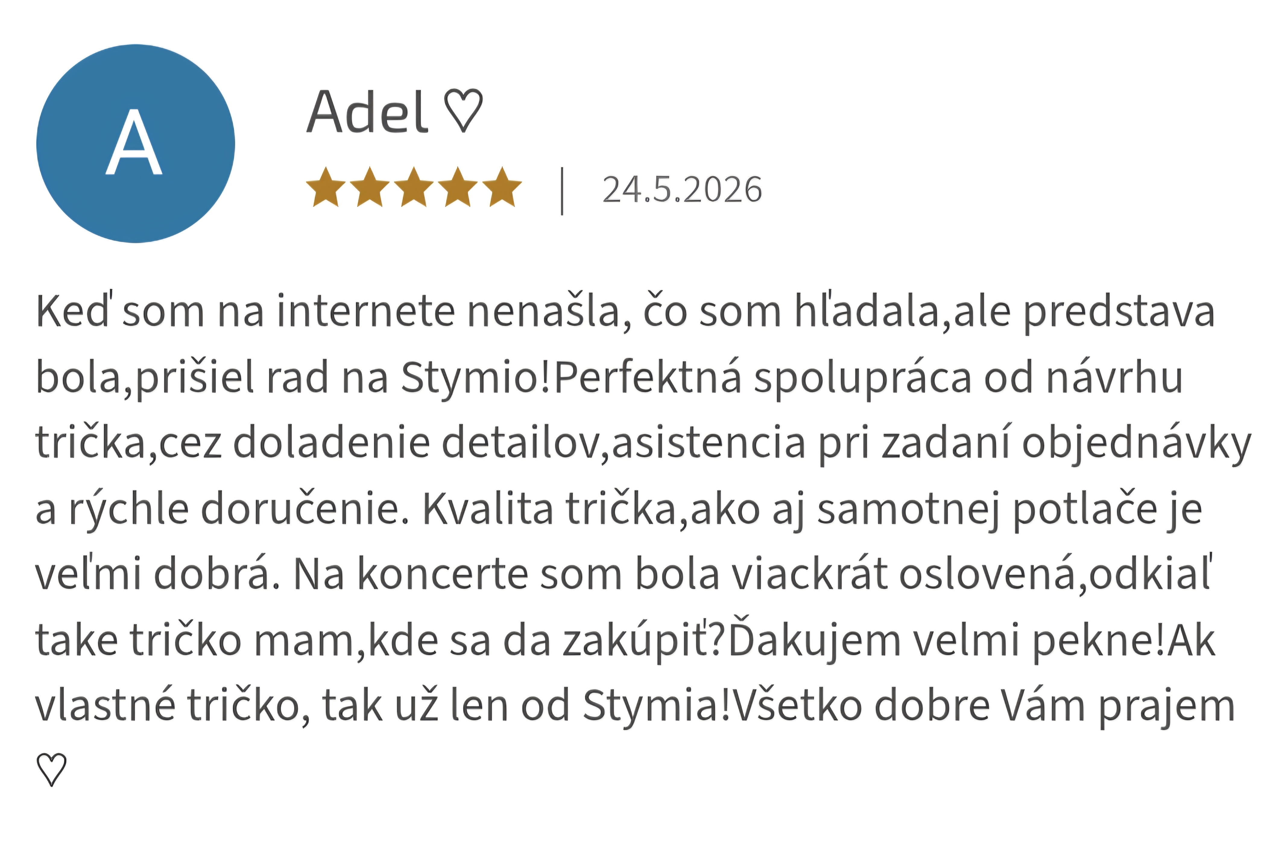 Hodnotenie zákazníčky