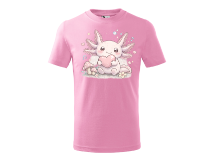 Detské tričko Axolotl so srdiečkom  Roztomilý axolotl s pastelovým dizajnom a srdcom