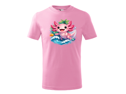 Detské tričko - Axolotl vo vlne  Farebný axolotl dizajn