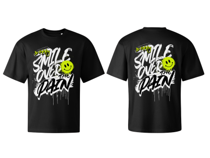 😊 Smile Over The Pain – Oversize Unisex Tričko  Kombinácia street artu, kontrastných farieb a voľného strihu