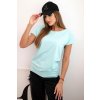 Dámska bavlnená basic blúzka s krátkym rukávom mätová (Rozmer universal, Farba Mäta)