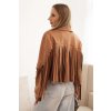 Dámska semišová bunda s strapcami khaki (Rozmer universal, Farba Hnedožltý)