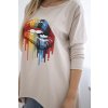 Blúzka oversize s potlačou dúhových pier farba ťavy (Rozmer universal, Farba Camel)