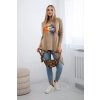 Blúzka oversize s potlačou dúhových pier farba ťavy (Rozmer universal, Farba Camel)