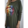 Blúzka oversize s potlačou dúhových pier farba ťavy (Rozmer universal, Farba Camel)