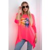 Blúzka oversize s potlačou dúhových pier farba ťavy (Rozmer universal, Farba Camel)