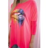 Blúzka oversize s potlačou dúhových pier farba ťavy (Rozmer universal, Farba Camel)