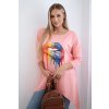 Blúzka oversize s potlačou dúhových pier farba ťavy (Rozmer universal, Farba Camel)