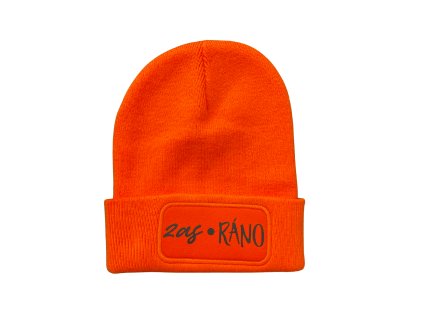 Čepice oranžová s potiskem