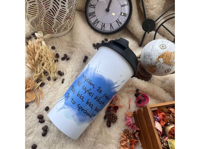 Sarkastický kelímek s víčkem modrý