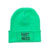 Zimní pletená čepice s nášivkou - zelená