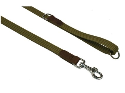 bavlněné vodítko s kůží 150cm zelené