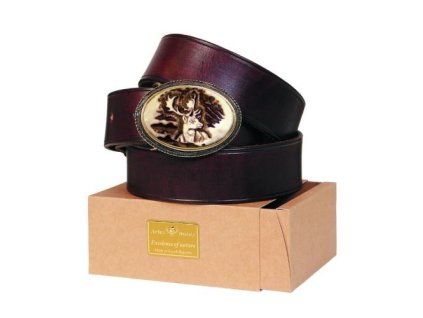 Pásek 40mm s řezbou daňka v oválné přezce