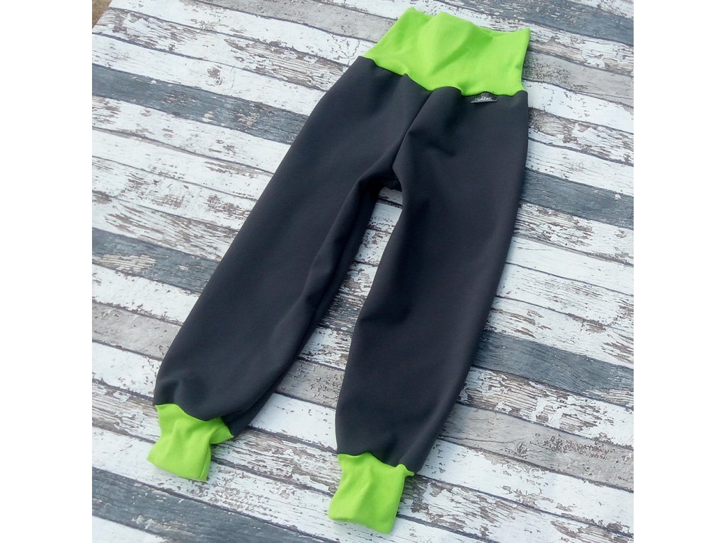 Softshellové kalhoty Yháček, zimní, šedá/zelená, DOPRODEJ