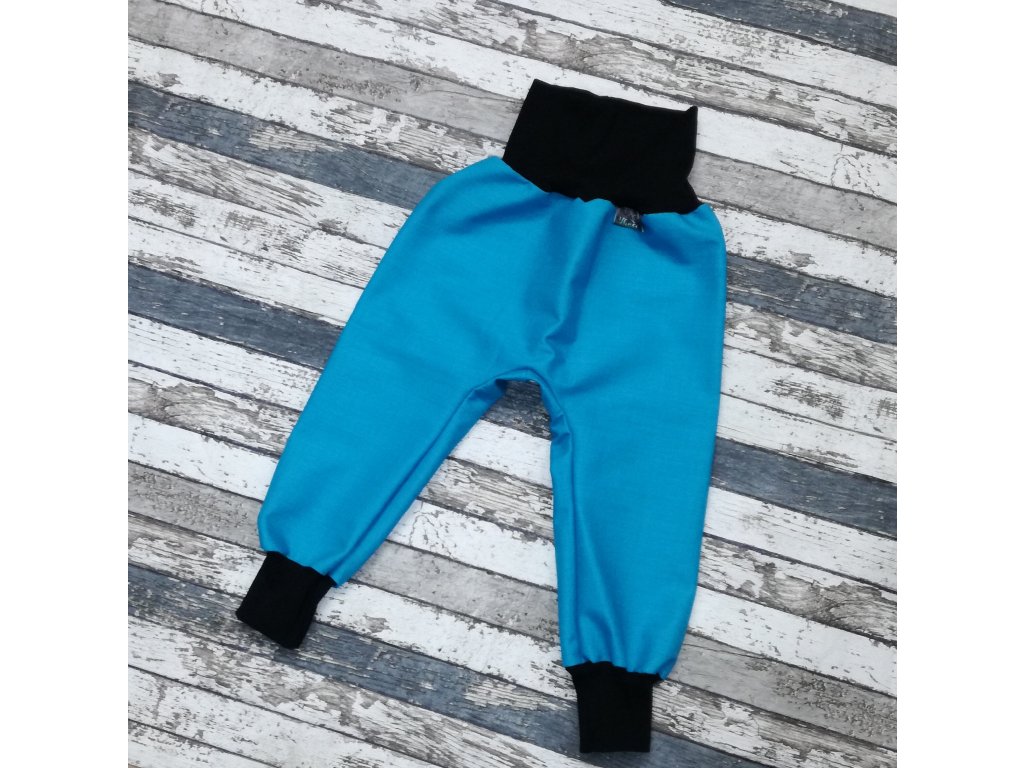 Softshellové kalhoty Yháček, podzim, mentolově modrá