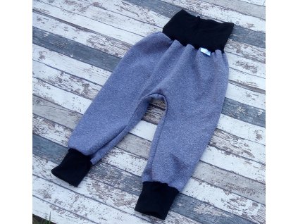 Softshellové kalhoty Yháček, zimní, tmavě modrý melír/černá, DOPRODEJ