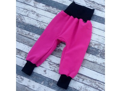 Softshellové kalhoty Yháček, zimní, růžová/černá