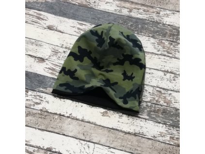 Šmoulí čepička Yháček, oboustranná, Khaki maskáč, vel. S, POSLEDNÍ KUSY