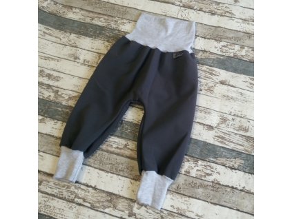 Softshellové kalhoty Yháček, zimní, černá/šedé melé