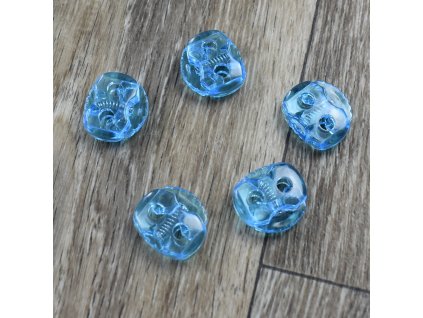 Brzdička velká, dvě dírky, tyrkysová průhledná