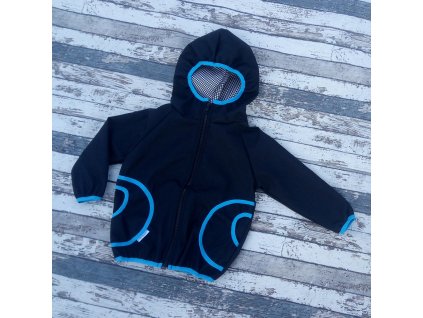 Softshellová bunda Yháček, podzim, černá/tyrkys, vel. 80
