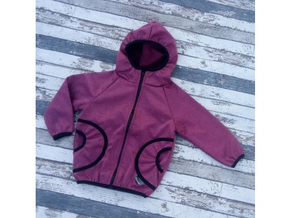 Softshellová bunda Yháček, zimní, vínový melír, vel. 128