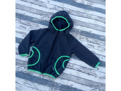 Softshellová bunda Yháček, zimní, šedá/zelená, DOPRODEJ