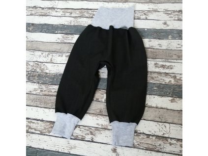 Softshellové kalhoty Yháček, podzim, černá/šedé melé, vel. 68, POSLEDNÍ KUSY
