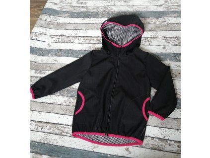 Softshellová bunda Yháček NEW, podzim, černá/růžová