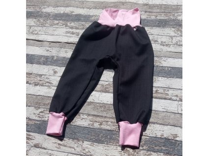 Softshellové kalhoty Yháček, podzim, černá/světle růžová