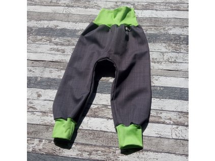 Softshellové kalhoty Yháček, podzim, šedá/zelená, vel. 68, POSLEDNÍ KUSY