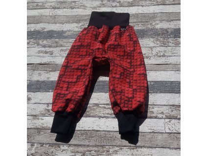 Zimní softshellové kalhoty Yháček, stavebnice červená, DOPRODEJ!