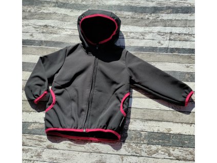 Softshellová bunda Yháček LONG, zimní, černá/fuchsiová, DOPRODEJ