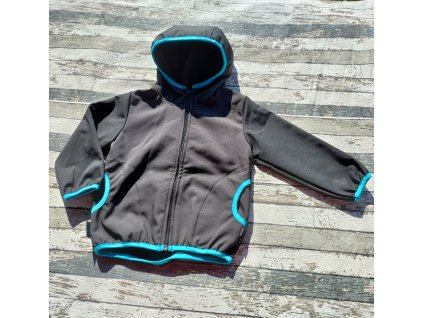 Softshellová bunda Yháček LONG, zimní, černá/tyrkysová, DOPRODEJ