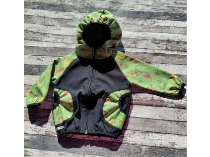 Softshellová bunda Yháček, zimní, žirafy na zelené, vel. 80