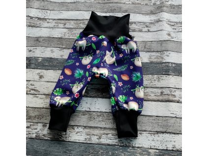 Zimní softshellové kalhoty Yháček, lenochodi na modré, vel. 104