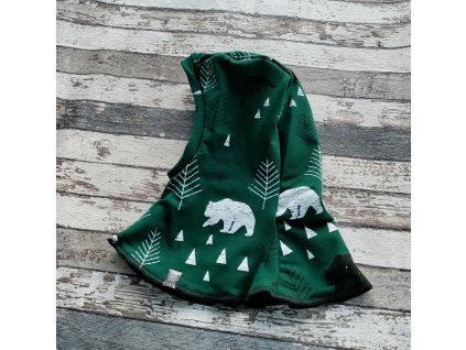 Kukla Yháček NEW, merino, Lesní zvěř na temně zelené