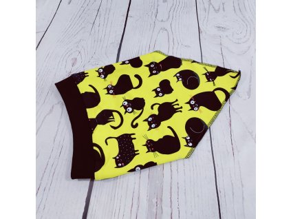 Šátek na hlavu Yháček, kočky na žluté