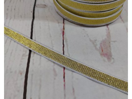 Hladká pruženka 10 mm zlatá na bílé