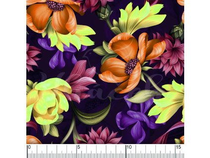 YH2021 60 oranž květy vod pravítko