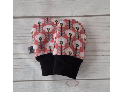 Mini softshellové rukavice bez palce, květinky