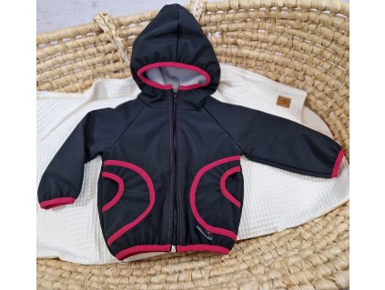Softshellová bunda Yháček, zimní, černá/fuchsiová
