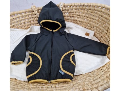 Softshellová bunda Yháček, zimní, černá/hořčicová